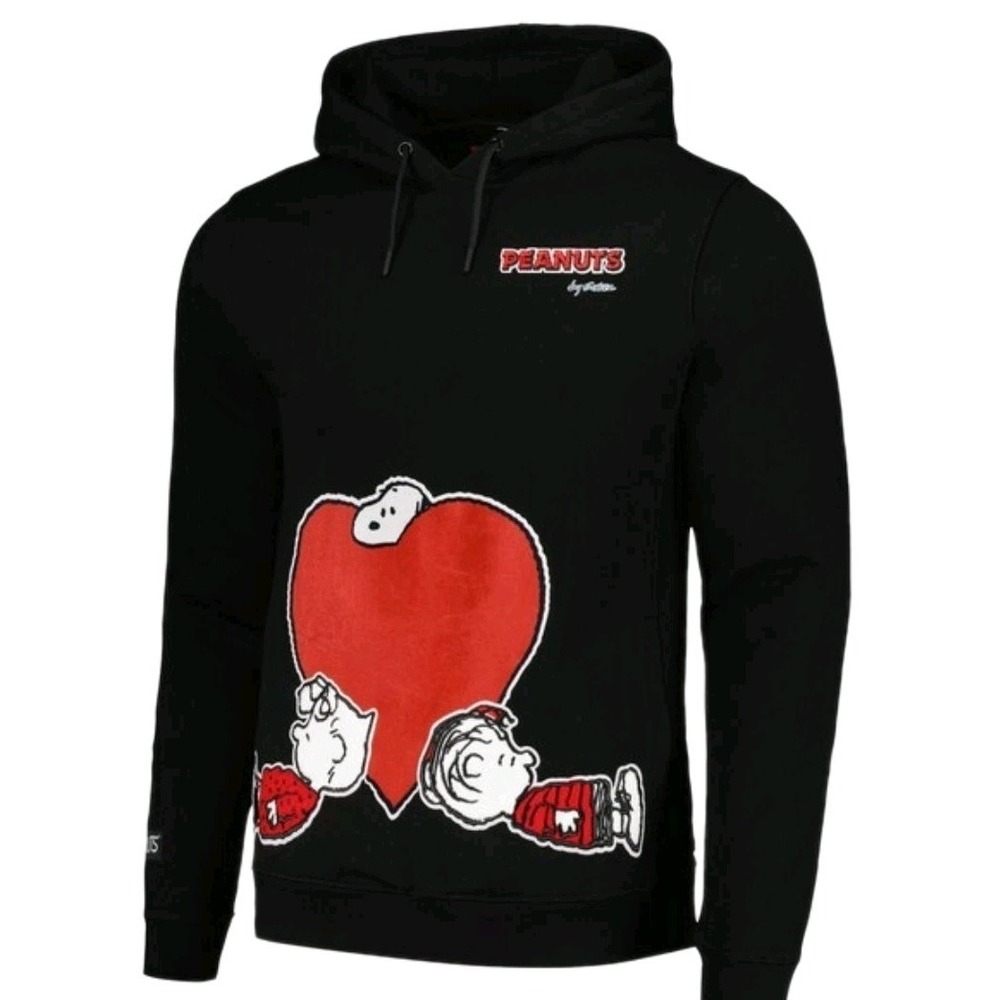 NEW Freeze Max Peanuts Snoopy Loves Flowers Hoodie Men's 2XL Black Sweatshirt